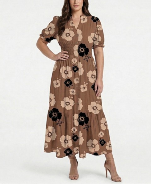 Женские Taylor Plus Size Printed Split V-Neck Maxi Dress
