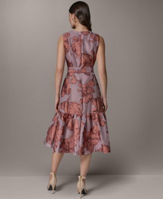 midi a line cocktail dress A-Line Metallic Brocade Midi Formal Cocktail Dress