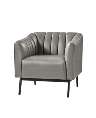 Byanka Industry Wide Faux Leather Chair with Channel Tufting