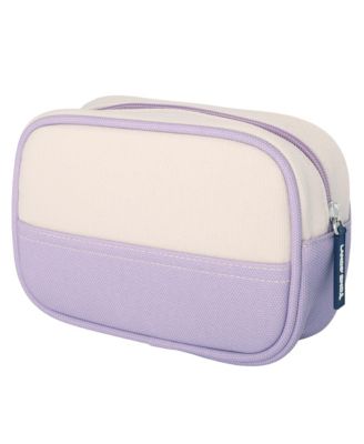 Medium Rectangular Dopp Kit for Travel, Striped Canvas Toiletry Bag with Top Zip