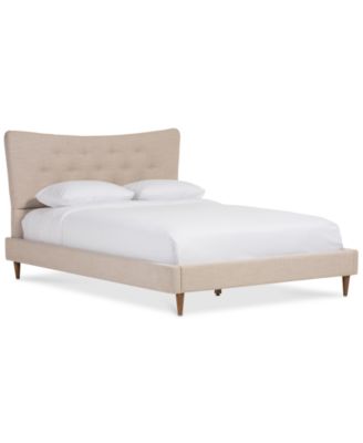 Furniture - Jerell Modern Queen Linen Platform Bed, Direct Ship