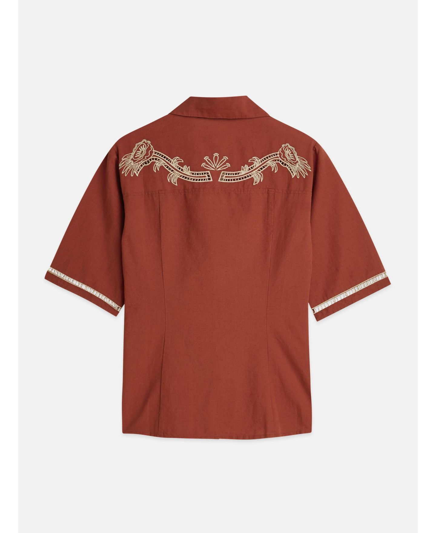 Женская рубашка SCOTCH & SODA Embroidered Short Sleeved Fitted, цвет: Burnt Henna — фото 6
