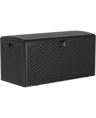 99 Gallon Waterproof Resin Deck Box, Lockable Storage Container for Patio Furniture and Tools - Outdoor Storage Bin for Pool and Garden