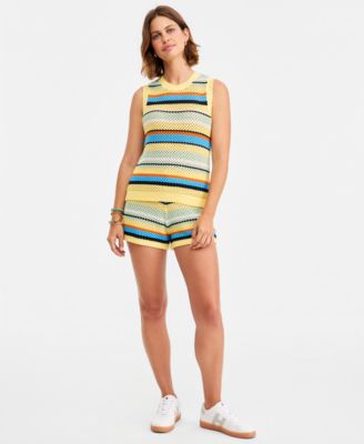 Women's Crochet Cotton Sleeveless Sweater & Crochet Cotton Shorts