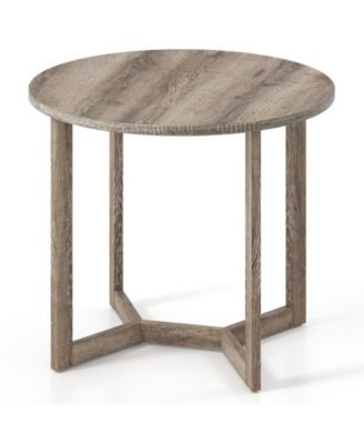 Small Round Wood Dining Table 36 Inch Seats 2-4 Pedestal Base