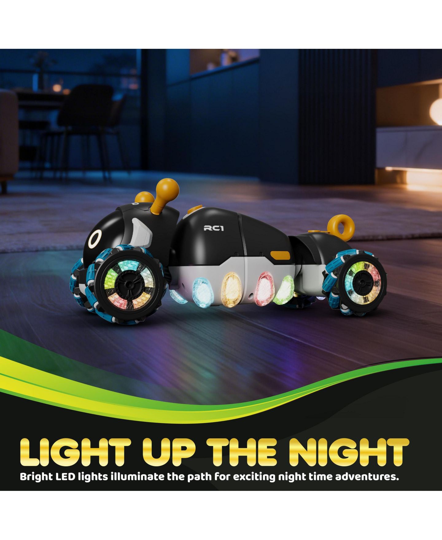 Детская игрушка Contixo RC1 Mech Stunt 360-Degree Spins RC Caterpillar Car with LED Lights, цвет: Чёрный — фото 4