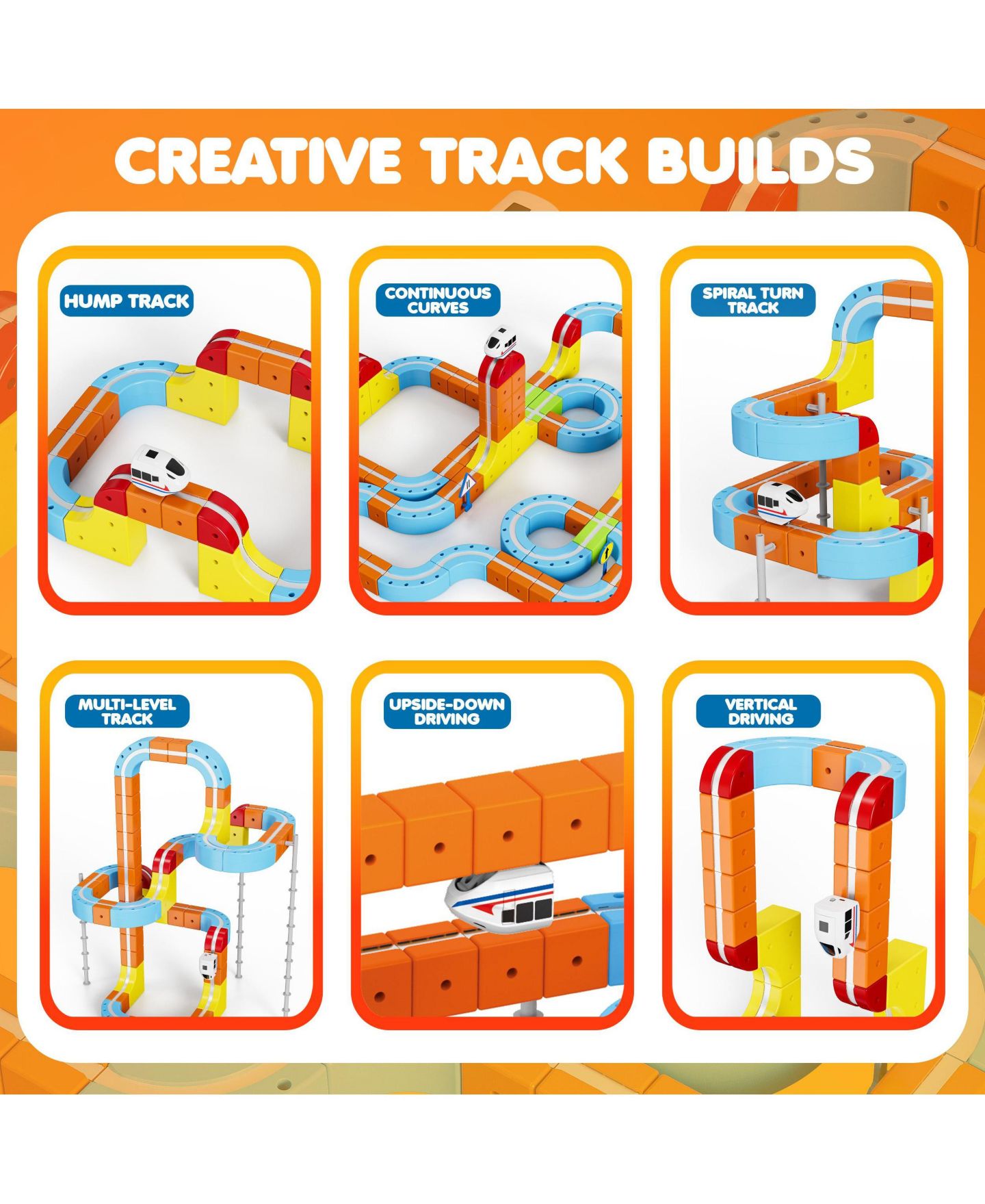 Детский конструктор Contixo Magnetic Motorized Train Track MT2 150-Piece Building Set, Ages 3+, цвет: Разноцветный — фото 4