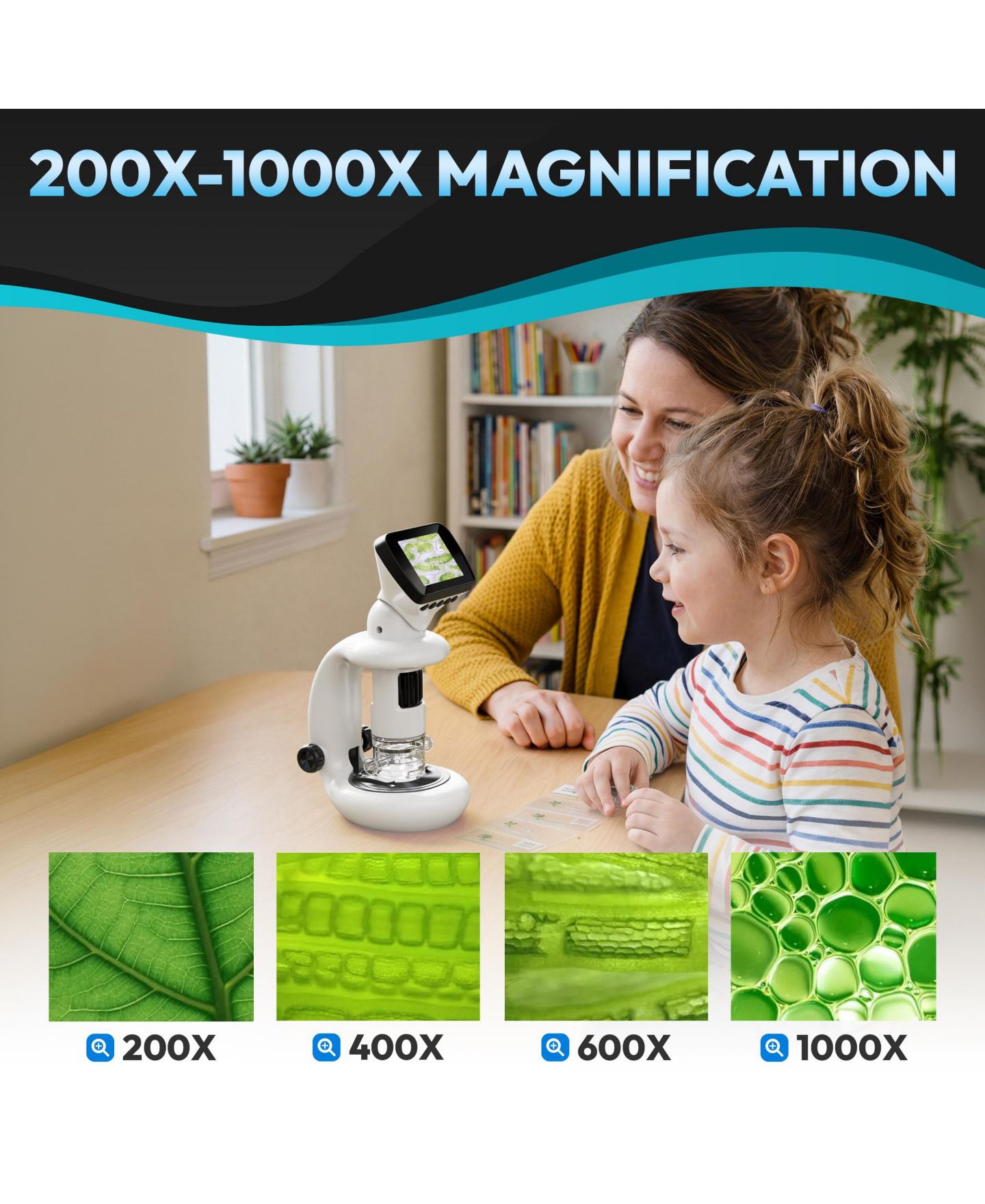 Детская игрушка Contixo MS2 WiFi Digital Microscope with LCD Screen, 1000X Magnification, Rechargeable for Kids, цвет: Белый — фото 7
