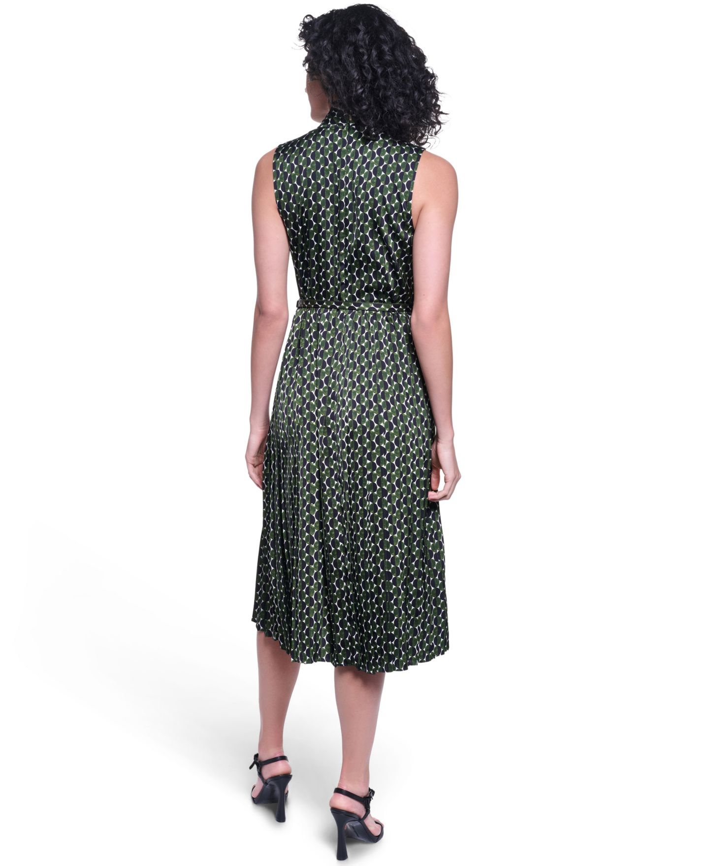 Женское платье KARL LAGERFELD PARIS Printed Midi, цвет: Чёрный / Оливковый зелёный комбинированный — фото 4