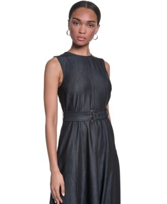 karl lagerfeld paris jersey satin color block midi dress Women's Dresses Sheer Blocks