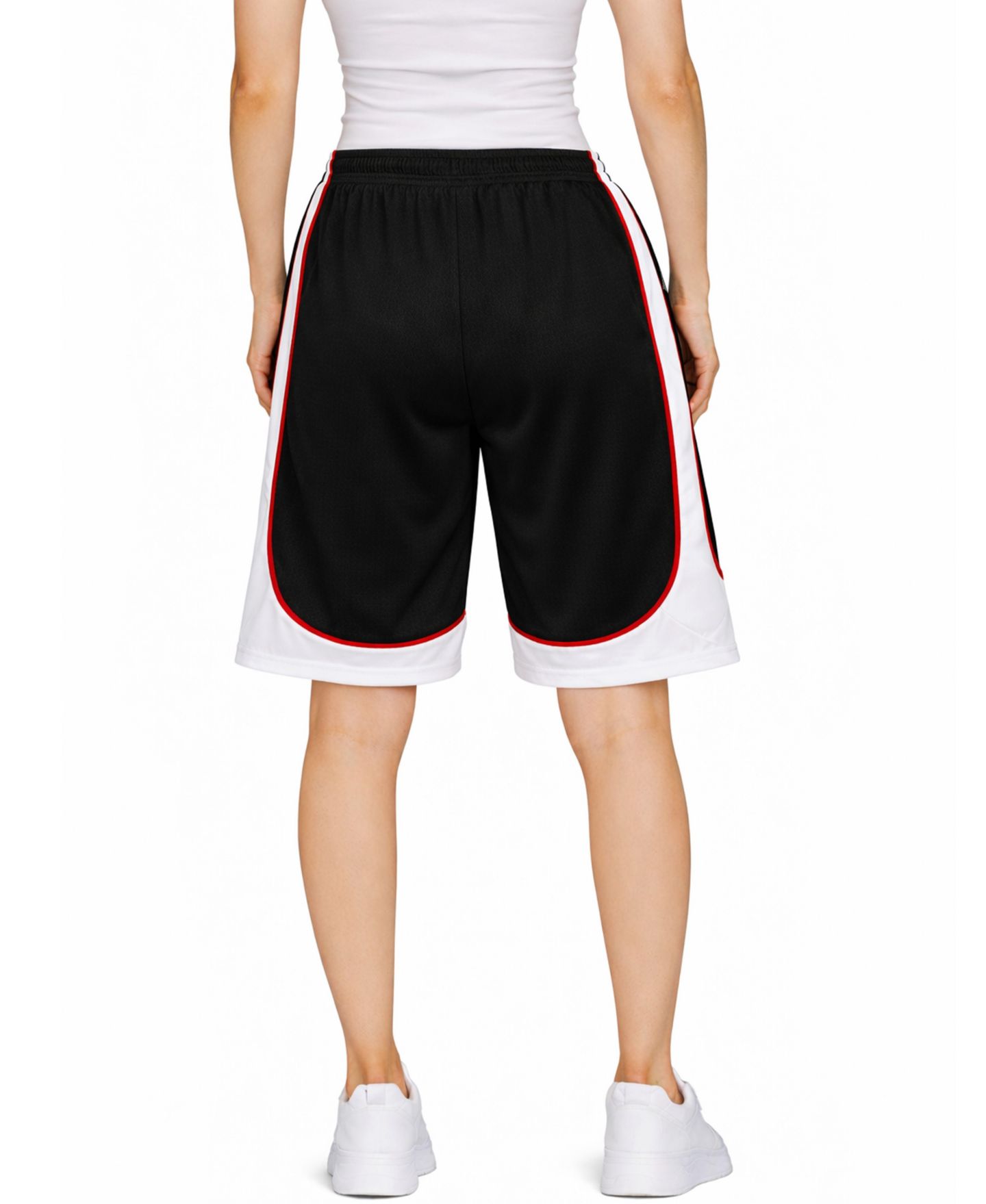 Женские шорты Jump Start Loose Fit Lightweight Breathable Moisture Wicking Mesh, цвет: Чёрный / Красный — фото 2