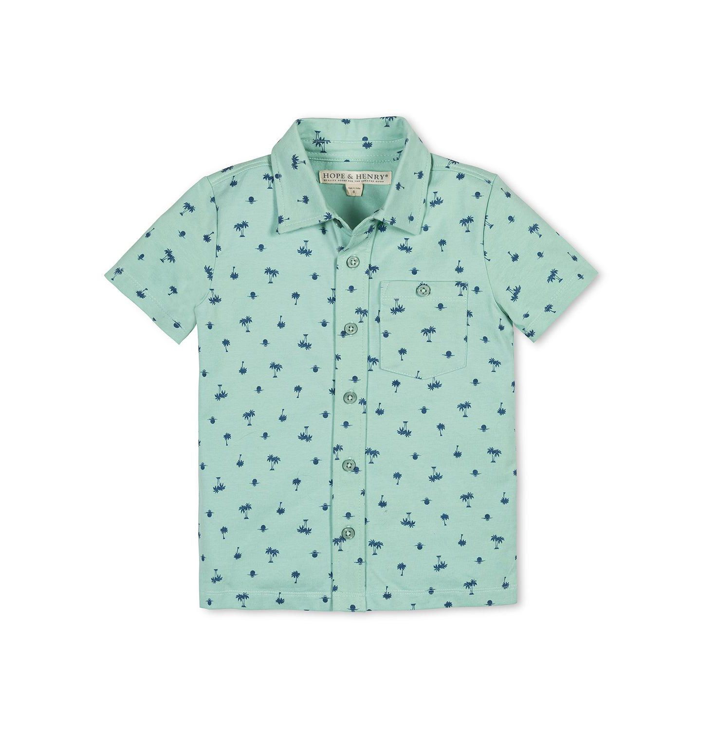 Рубашка Hope & Henry Organic Short Sleeve Jersey Knit Shirt для мальчиков, цвет: Зелёный — фото 1