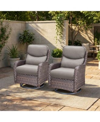 Outdoor Swivel Rocker Patio Chairs-High Back Wicker Swivel Rocker Patio Chairs Set of 2,PE Wicker Chair Patio Furniture Sets with 5in Cushions