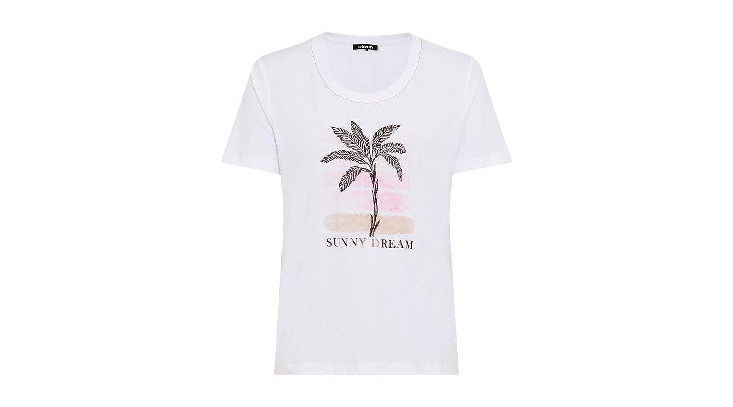 Женская футболка Olsen Embroidered Placement Print, цвет: Белый — фото 3