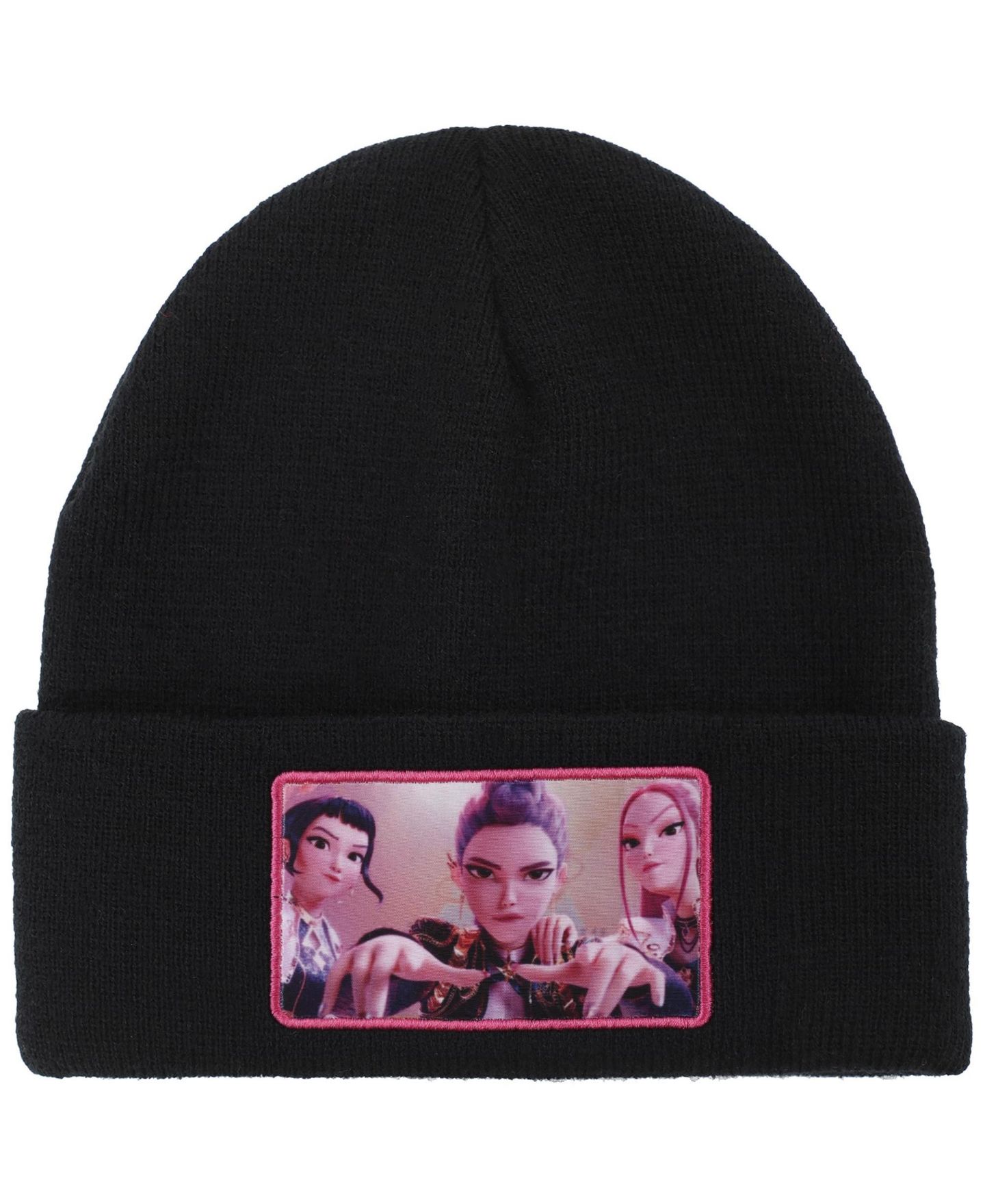 Мужская шапка KPop Demon Hunters Huntr/x Black Cuff Knit, цвет: Чёрный — фото 7