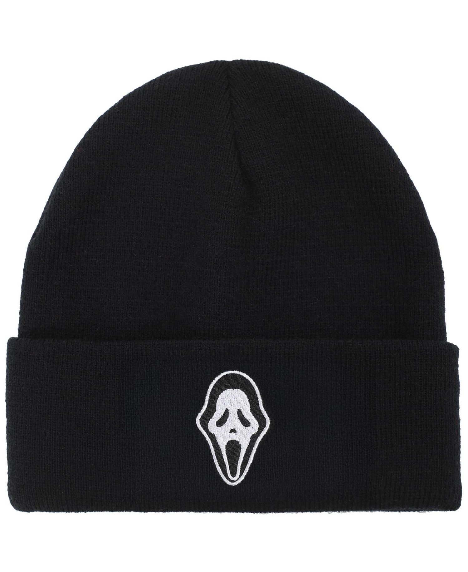Men's Embroidered Face Logo On Black Cuff Beanie