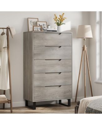5 Dresser for Bedroom, 50" Tall Dresser, Freestanding Vertical Drawer with Storage, Wooden Closet Chest Storage for Living Room, Hallway