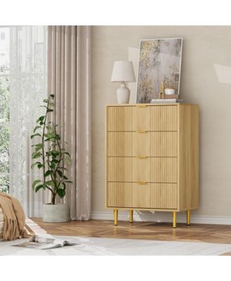 Tall Modern Fluted Dresser with Metal Handles, Space-Saving Wooden Storage Chest with Multi Drawer Options for Bedroom, Living Room and Hallway