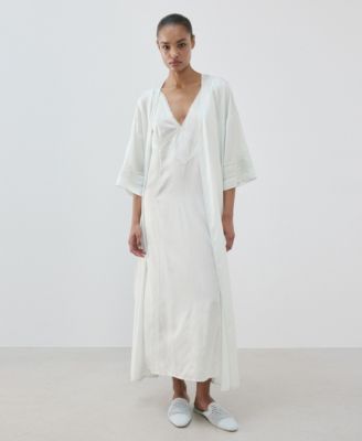 Women's Embroidery And Bow Satin Robe