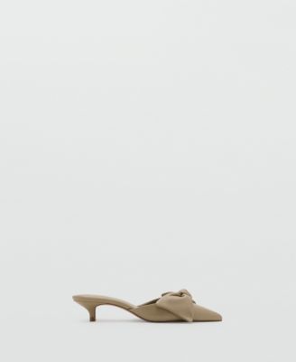 Women's Bow Heeled Leather Shoes