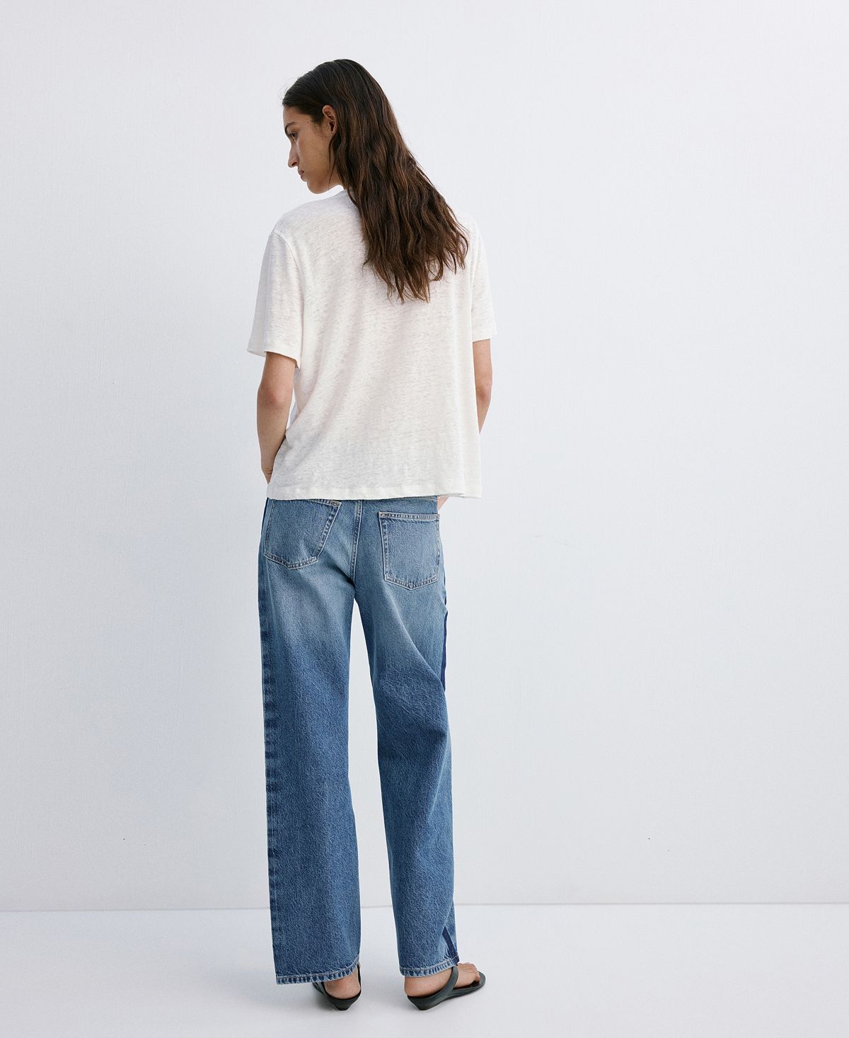 Mango Women's Contrasting Stripe Low-Rise Jeans view 3 — MAYCSS fashion products