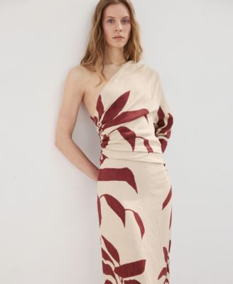 mango dress beige MANGO - Ruffled dress with bead detail beige