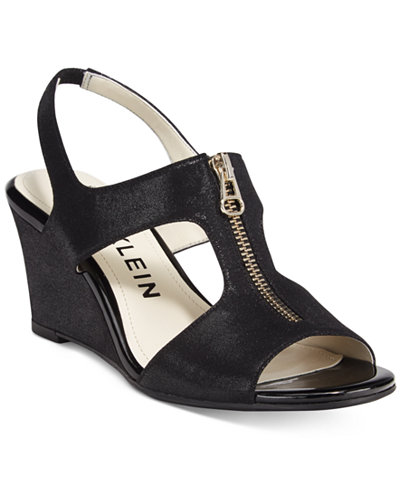 Anne Klein Edan Zip-Up Wedge Sandals
