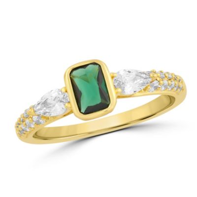 Radiant Bezel-Set Rectangle Pearshaped CZ Ring