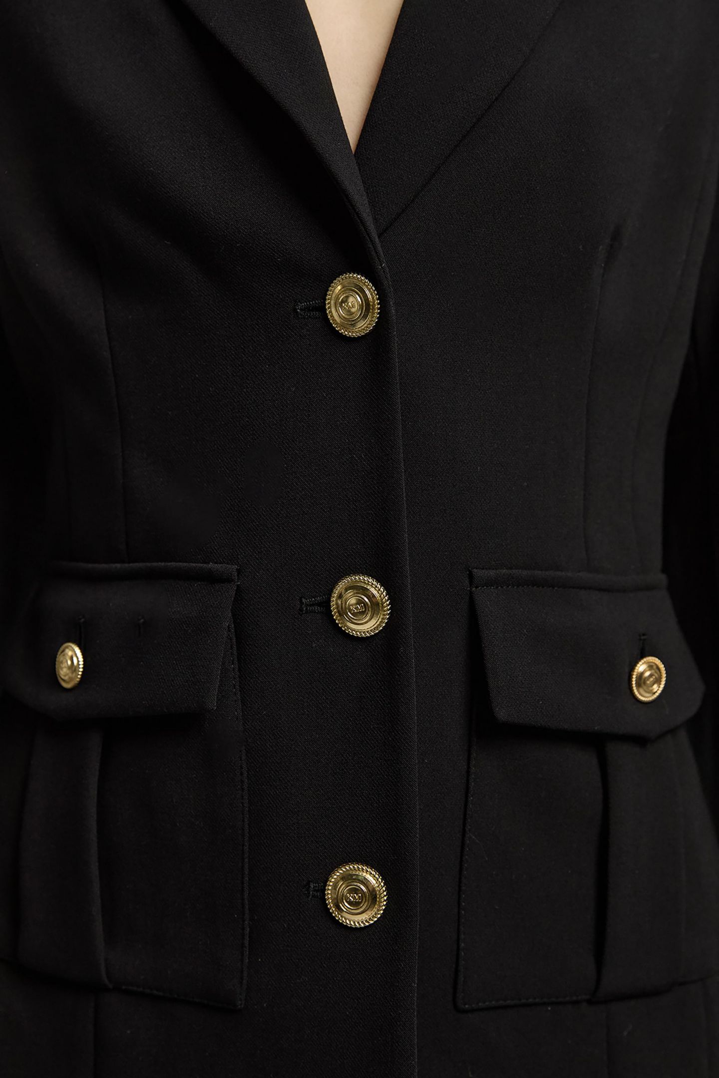 Женский пиджак Karen Millen Petite Military Single Breasted Blazer, цвет: Чёрный — фото 4