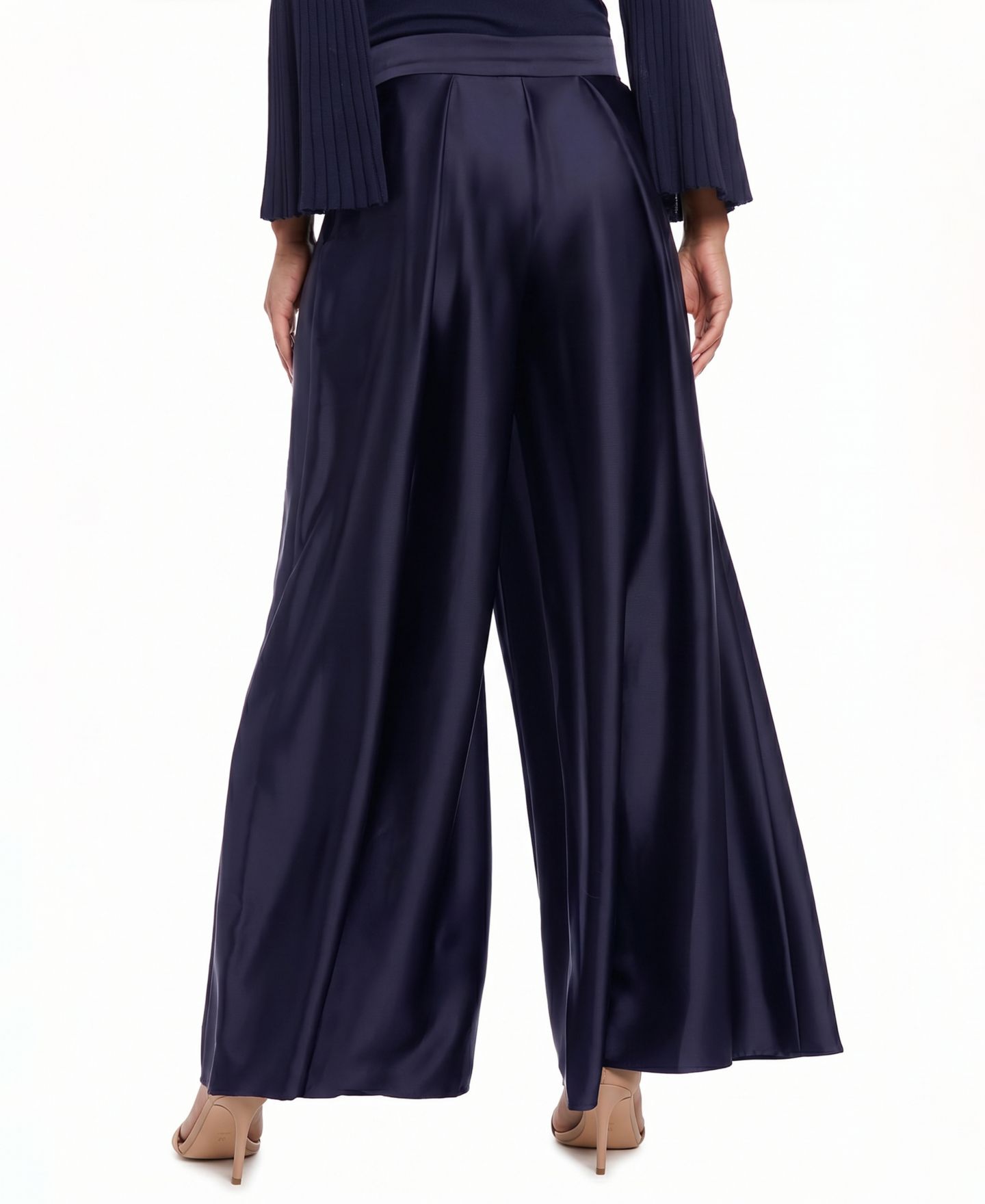 Женские брюки Muse Satin High-Rise Pleated Wide-Leg, цвет: Сумеречный тёмно-синий — фото 3
