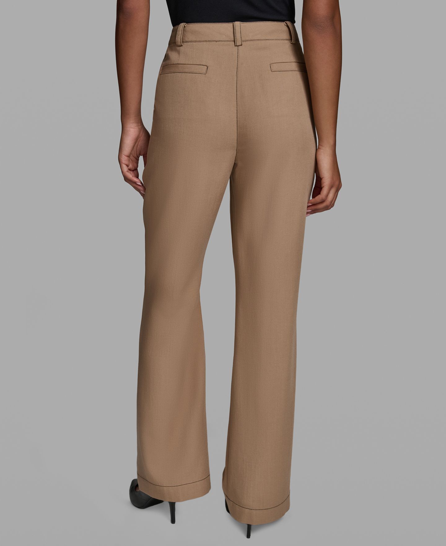 Женские брюки KARL LAGERFELD PARIS Front Pockets Mid-Rise Straight Long, цвет: Cartouche — фото 4