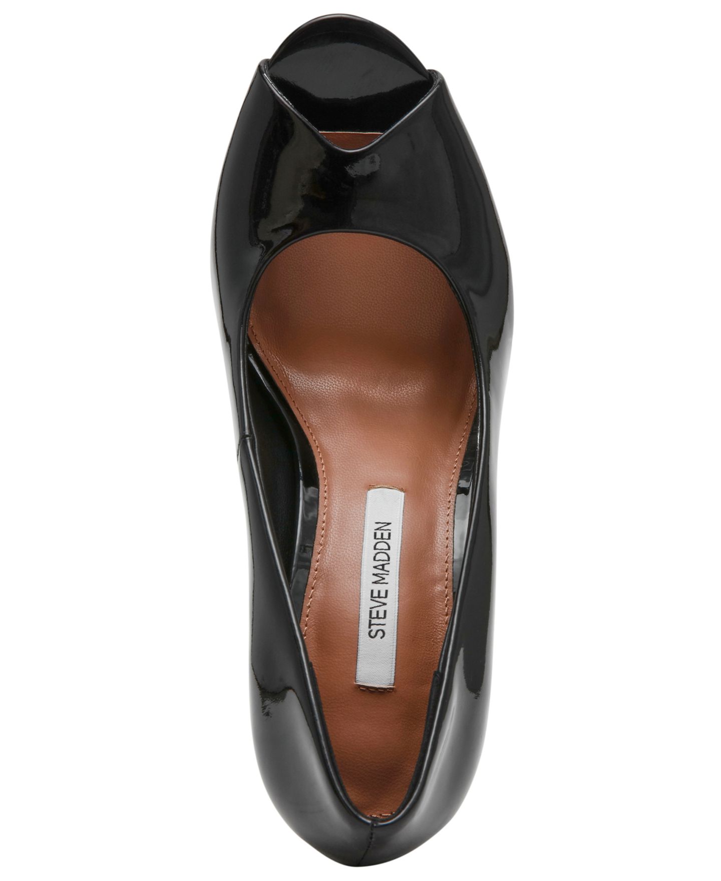 Женские туфли Steve Madden Palmetto High Peep Sculpted Wedge Pumps, цвет: Чёрный лаковый — фото 4