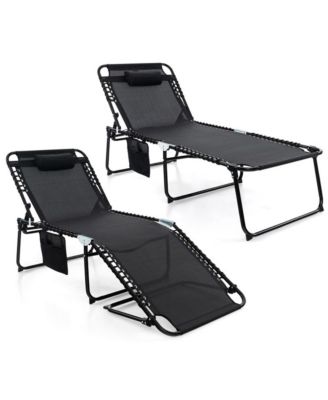 4 Position Folding Lounge Chaise with Adjustable Backrest and Footrest