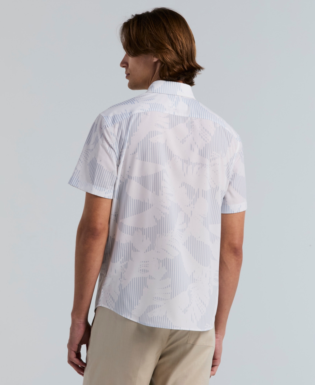 Perry Ellis Men's Slim-Fit Feather Print Short-Sleeve Shirt
