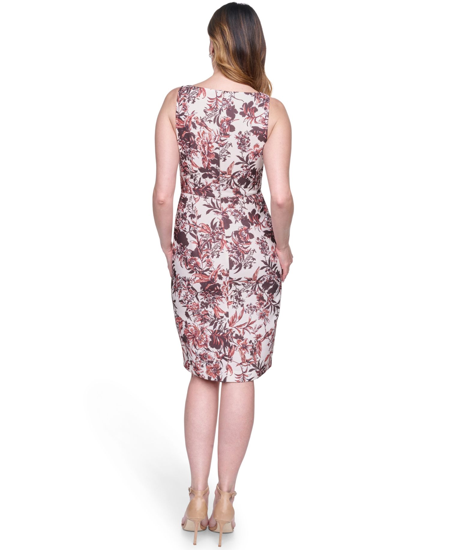 Women's Sleeveless Square Neck Button-Down Sheath Dress