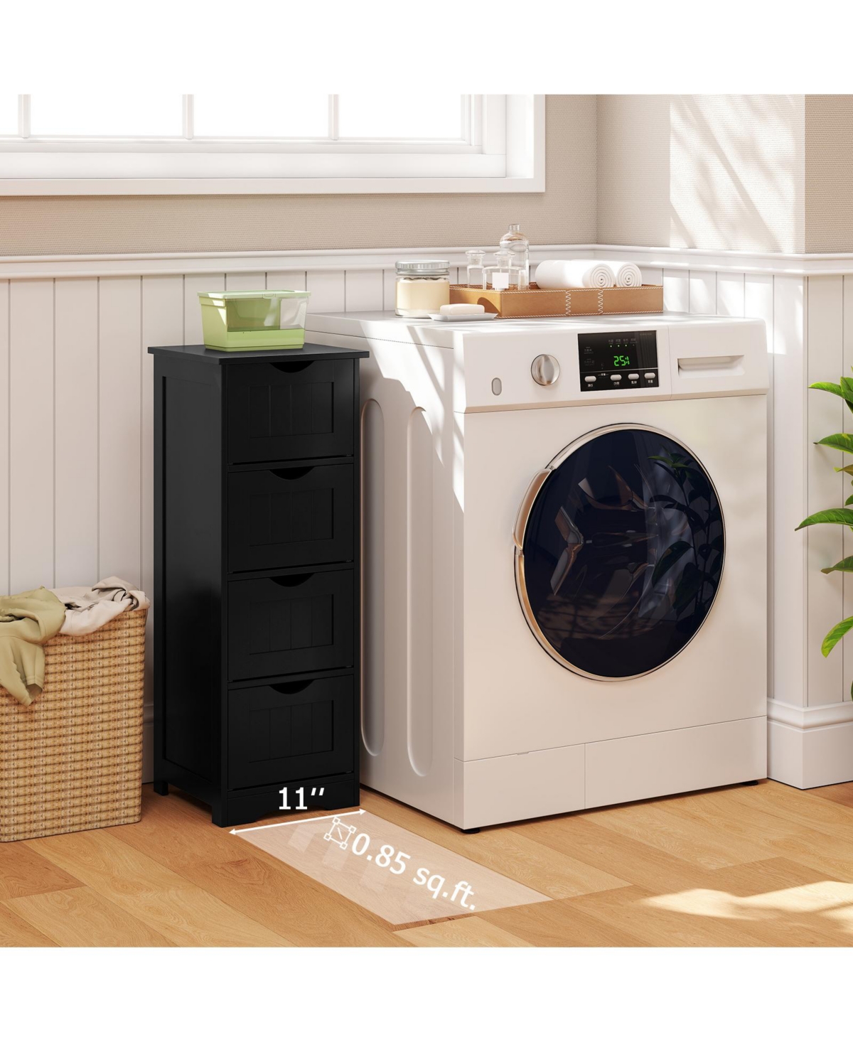 sumyeg 4-Drawer Freestanding Floor Storage Cabinet with Anti-Tip Device