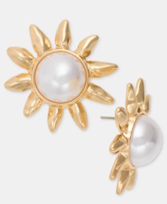 Imitation Pearl Sun Button Earrings