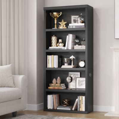 71" Tall 5-Tier Bookcase, Open Display Shelf with 3-Color Motion Sensor Lights