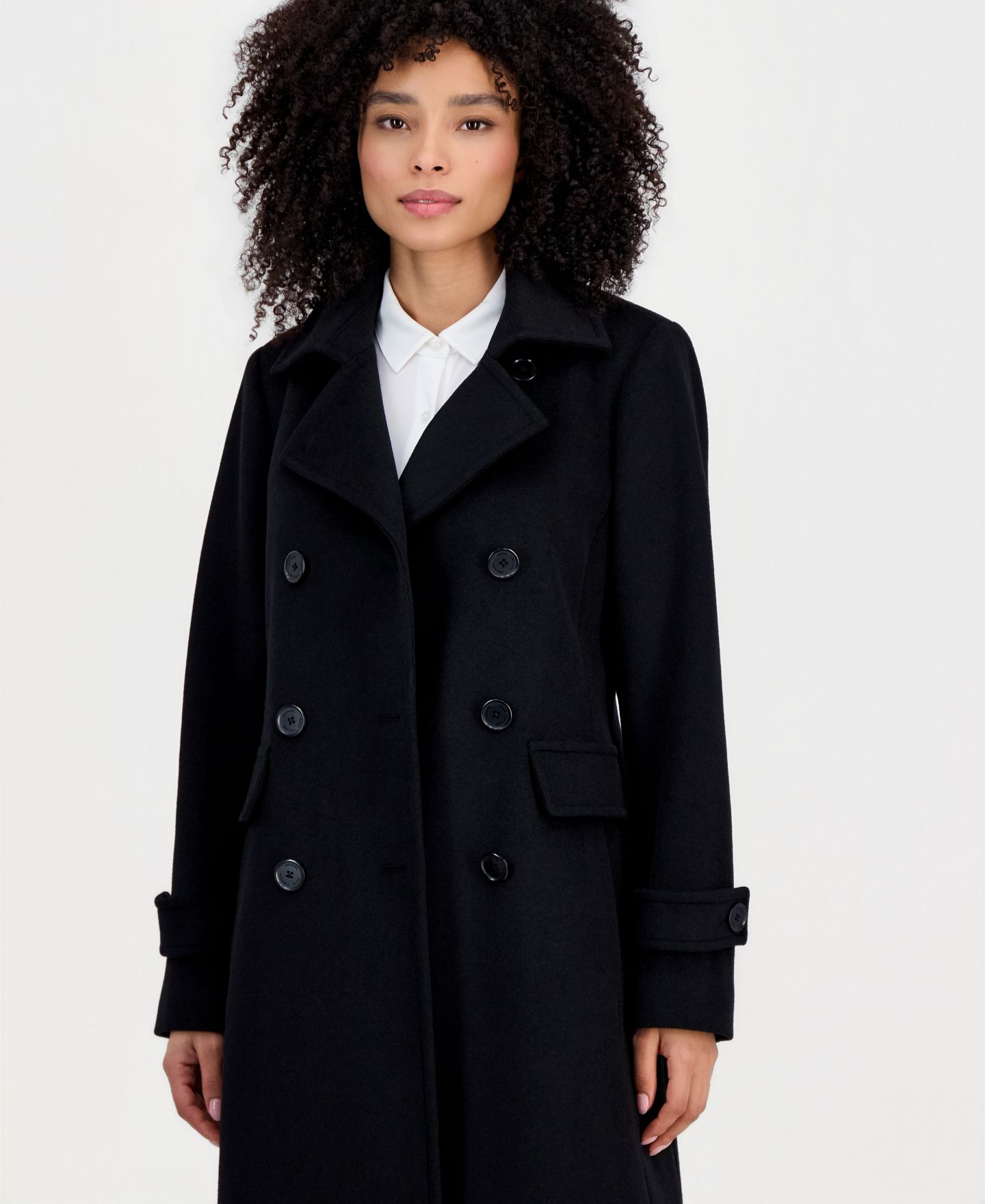 Женское пальто Michael Kors Double-Breasted Coat, Created for Macy's, цвет: Чёрный — фото 2