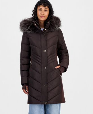 Michael Kors Women's Hooded Faux-Fur Trim Puffer Coat