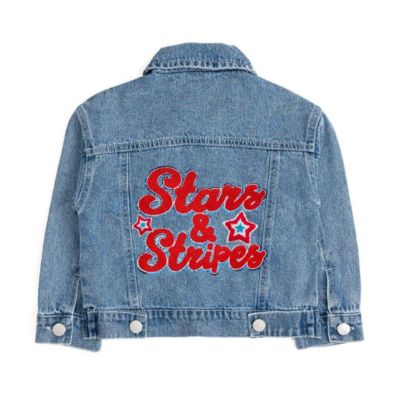 Little Girls Stars and Stripes Patch Denim Jacket