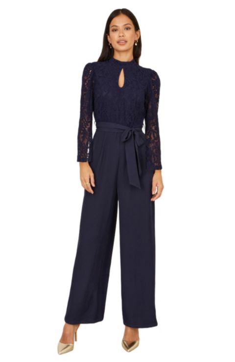 Женский комбинезон Yumi Lace Applique Jumpsuit, цвет: Тёмно-синий