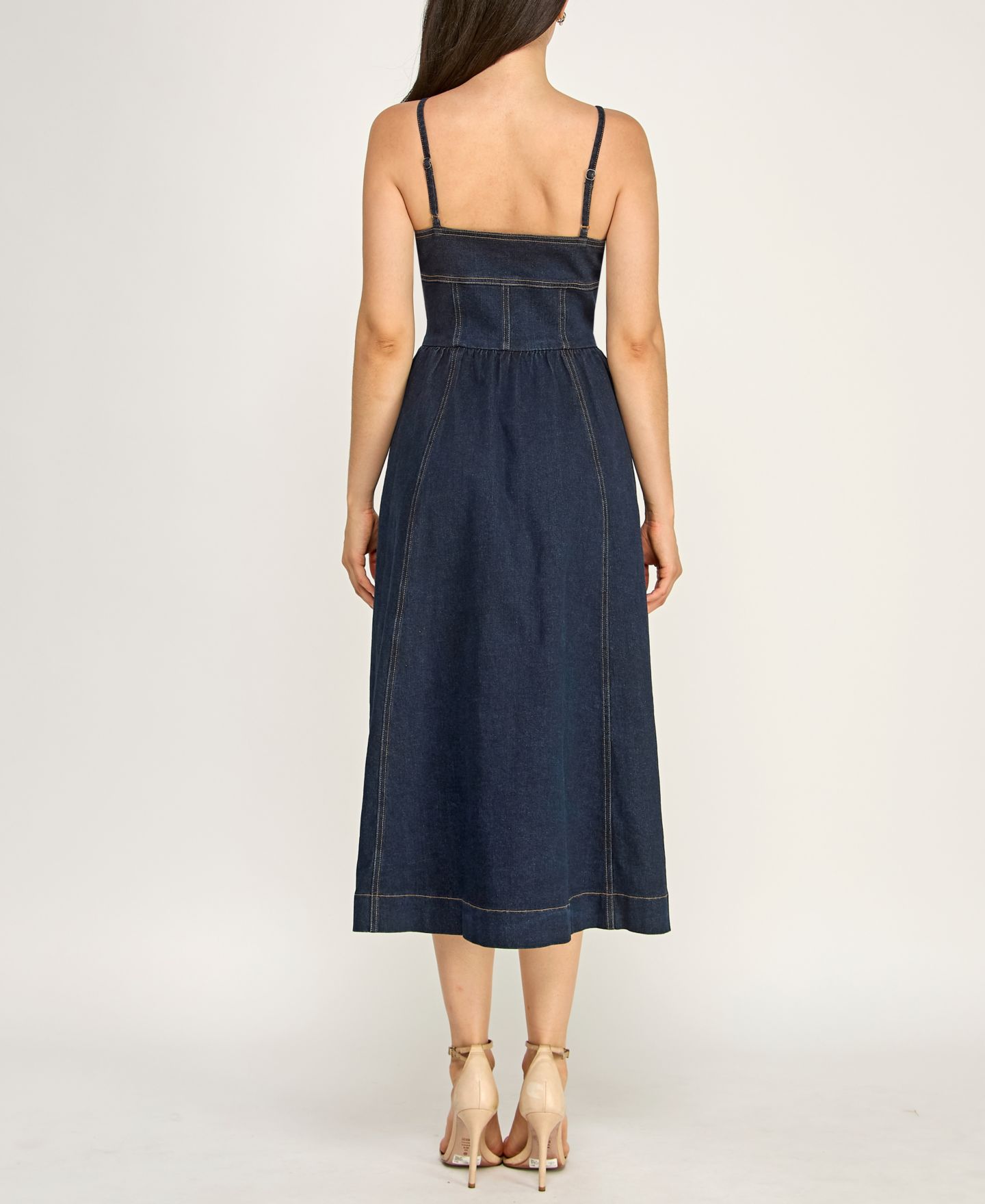 Женское платье Rare Juniors' Indigo Denim Sweetheart Midi, цвет: Джинсовый — фото 4