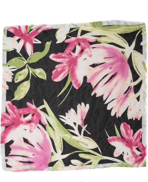 Женский шарф Vince Camuto Brush Floral Square, цвет: Чёрный яркий