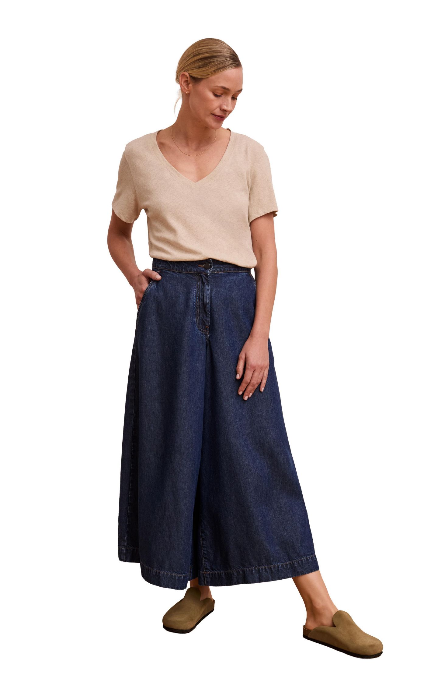 Женские брюки Celtic & Co. Drape Denim Culotte, цвет: Индиго средняя варка — фото 2