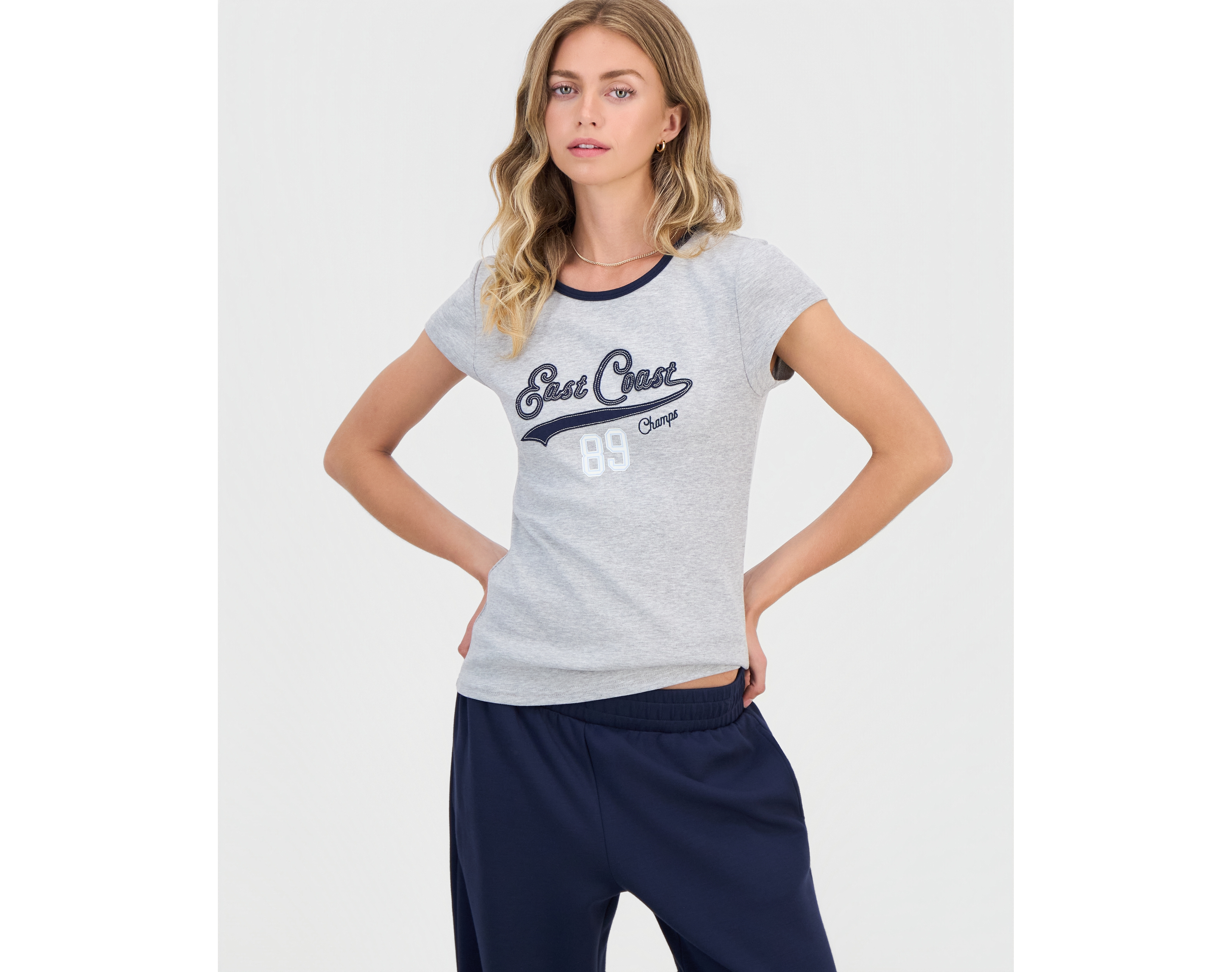 Hippie Rose Juniors' Y2K Graphic Ringer T-Shirt
