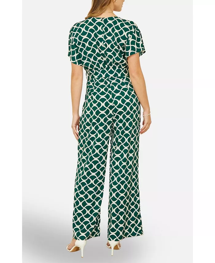 Women's Geometric Print Wrap Jumpsuit - thumbnail 5