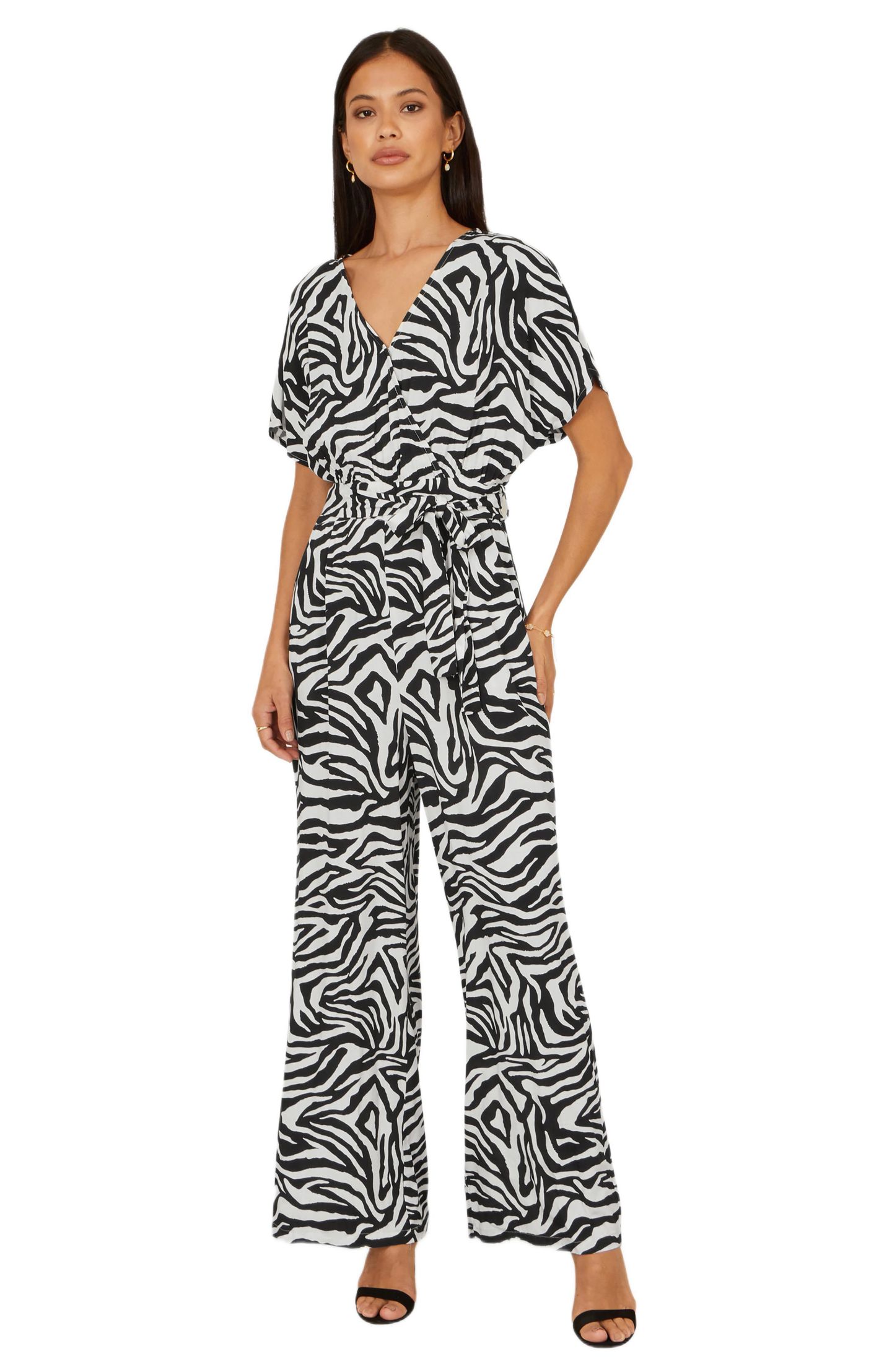 Женский комбинезон Yumi Zebra Print Relaxed Jumpsuit, цвет: Чёрный — фото 1