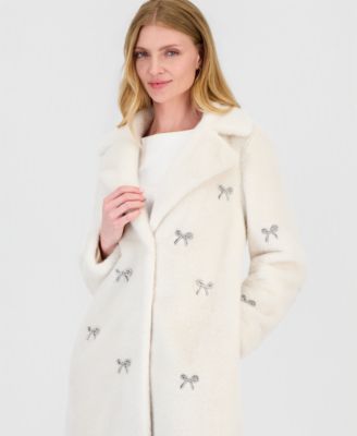 Women's Faux-Fur Bow-Embellished Coat, Created for Macy's 