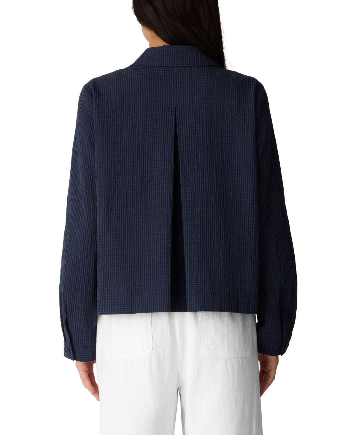 Eileen Fisher Women's Cotton-Blend Classic Collar A-Line Jacket, Regular And Plus